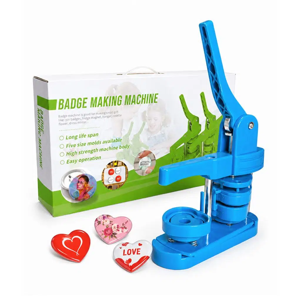 Kalp Buton Rozet Pres Baskı Makinesi - 52x57mm