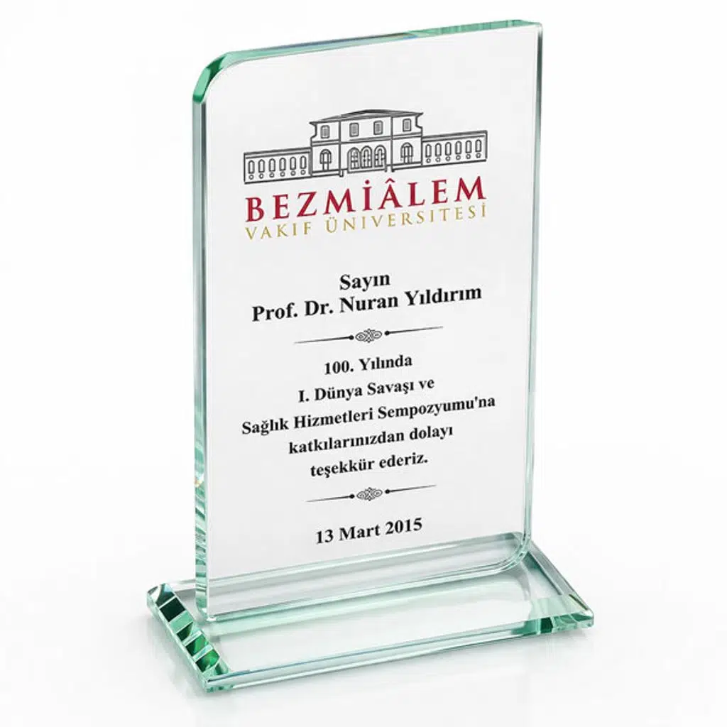Kaplamasız Şeffaf Kristal Plaket 1004