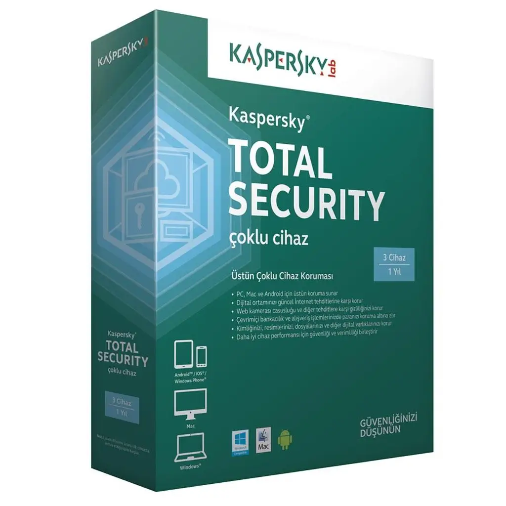 Kaspersky Total Security 3 Kullanıcı 1 Yıl Premium
