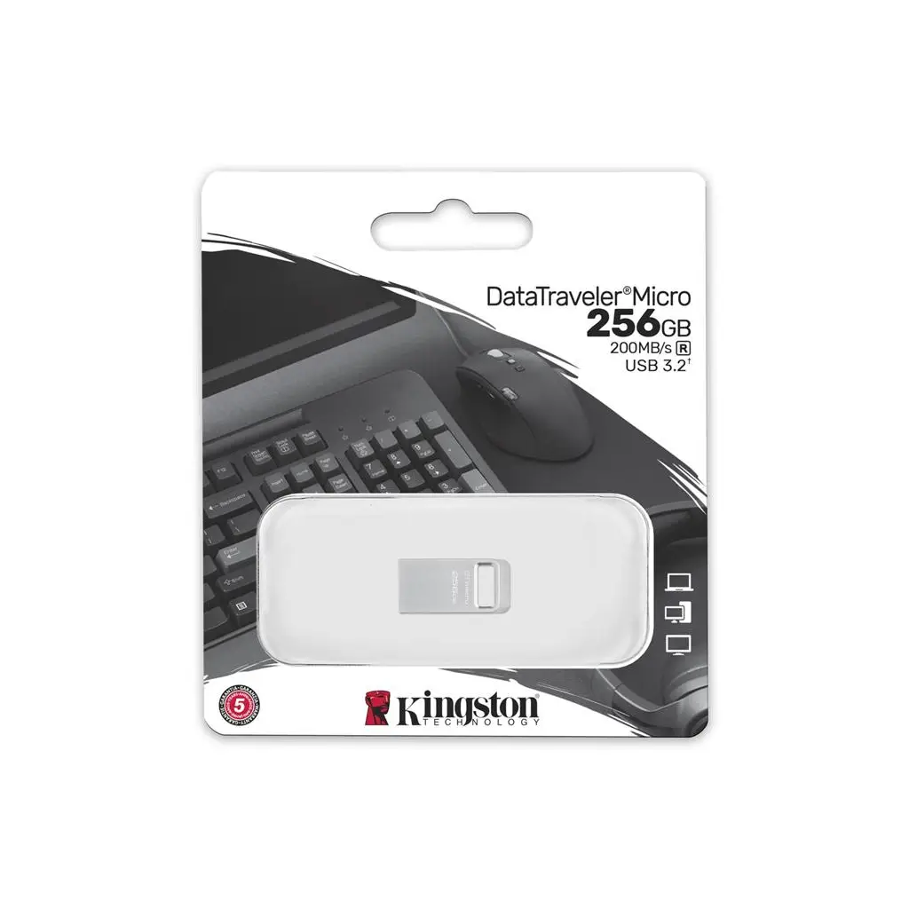 Kingston DTMC3G2-256GB DataTraveler Micro 200MB-s Metal USB 3.2 Gen 1 Flash Bellek