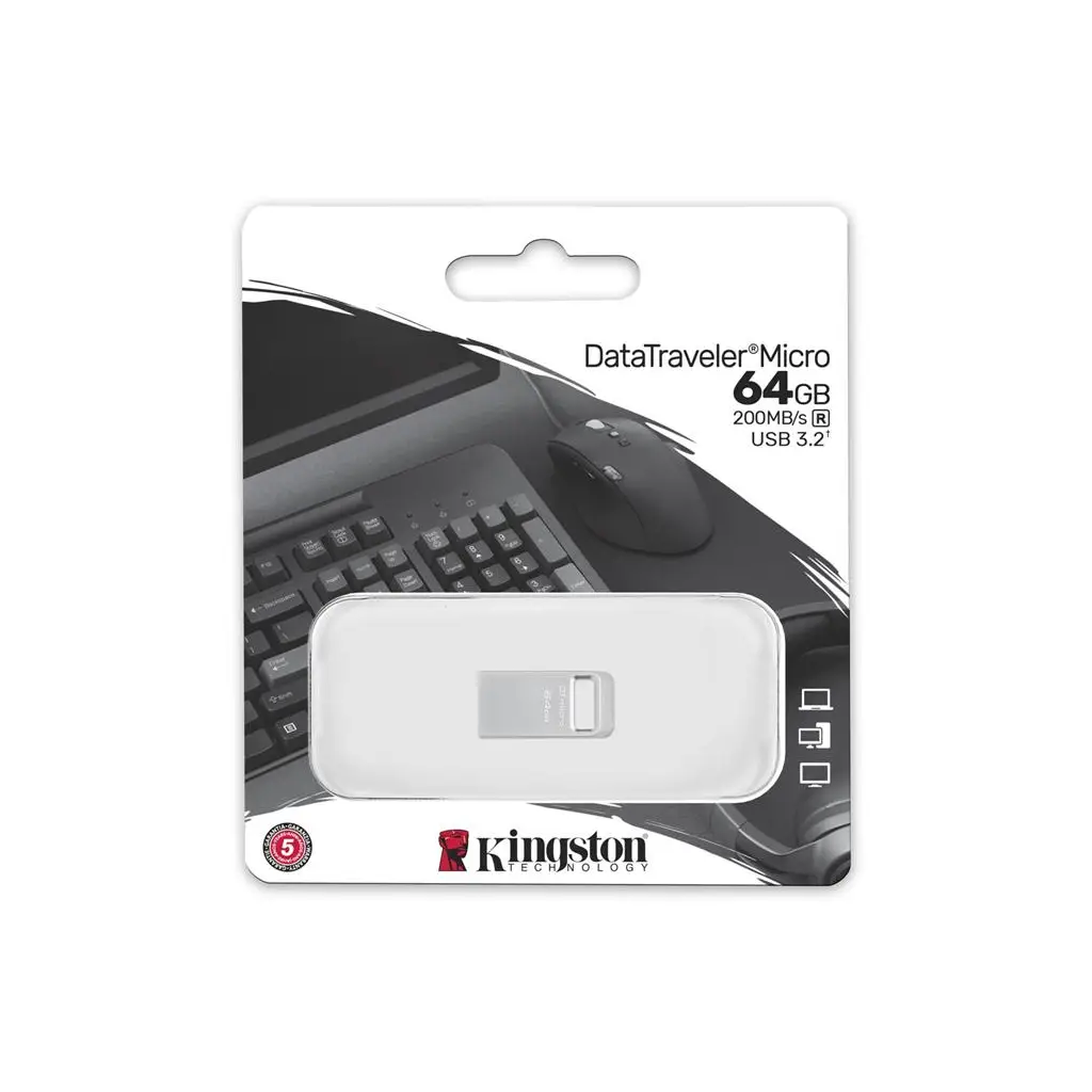 Kingston DTMC3G2-64GB DataTraveler Micro 200MB-s Metal USB 3.2 Gen 1 Flash Bellek