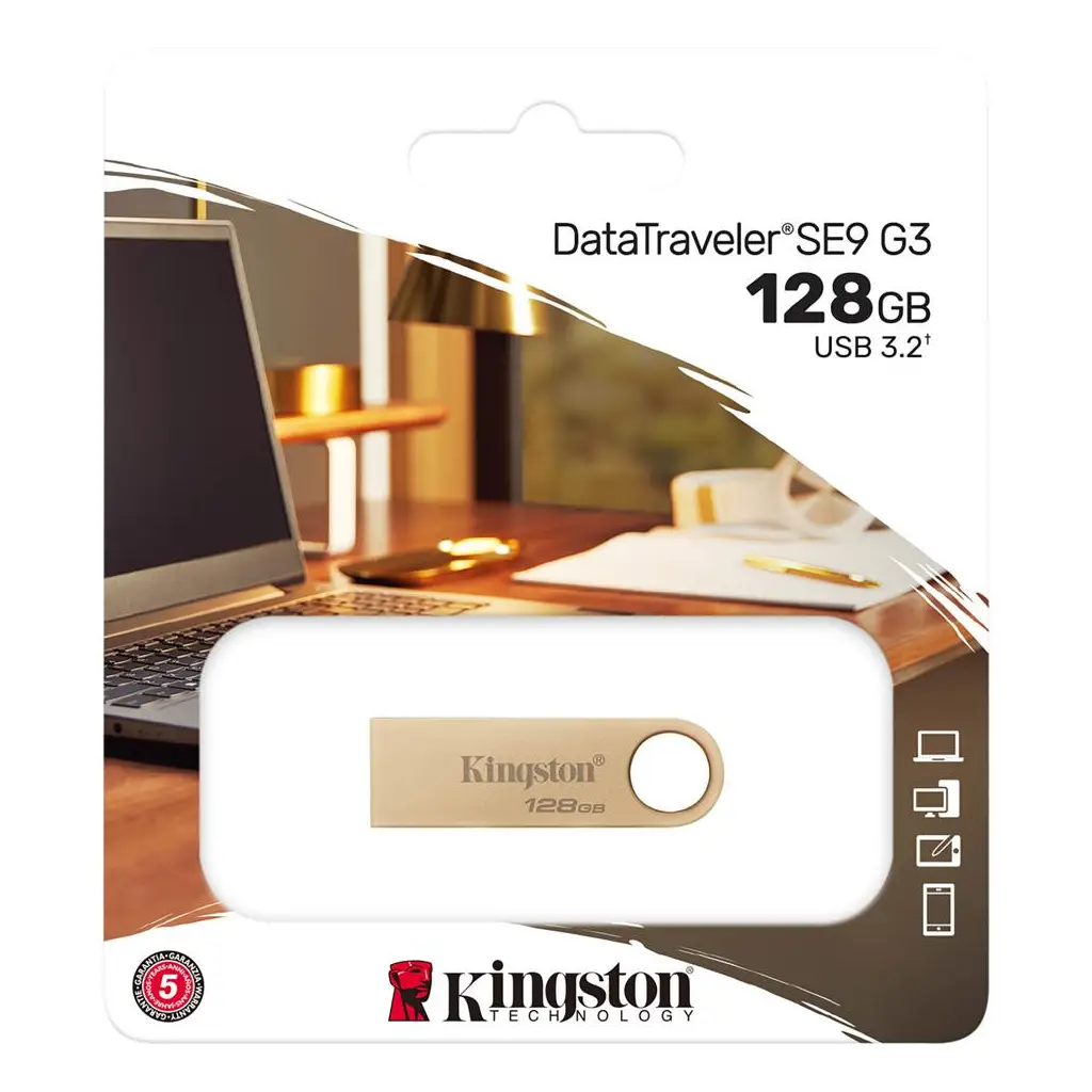 Kingston DTSE9G3-128GB 128GB 220MB-s Metal USB 3.2 Gen 1 DataTraveler SE9 G3 Flash Bellek