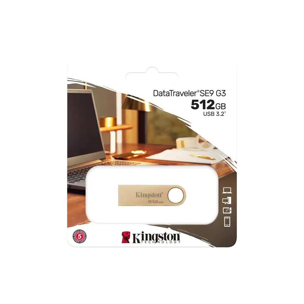 Kingston DTSE9G3-512GB 512GB 220MB-s Metal USB 3.2 Gen 1 DataTraveler SE9 G3 Flash Bellek
