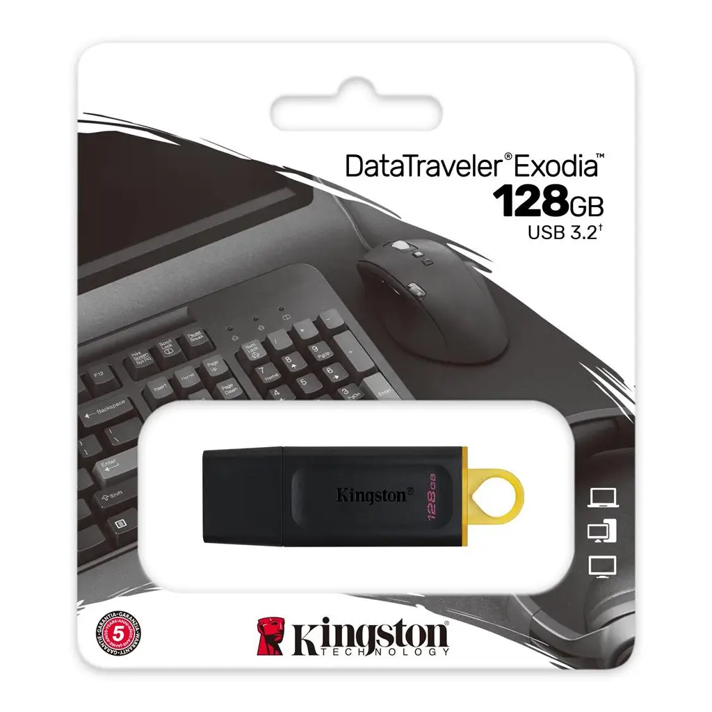 Kingston DTX-128GB 128Gb USB3.2 Gen1 DataTraveler Exodia (Black + Yellow) Flash Bellek