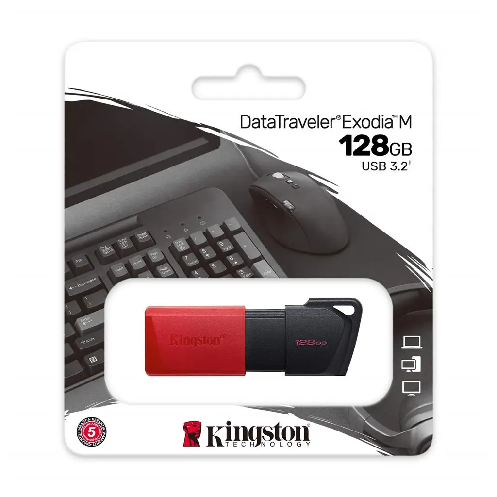 Kingston DTXM-128GB 128GB USB3.2 Gen1 DataTraveler Exodia M (Black + Red) Flash Bellek