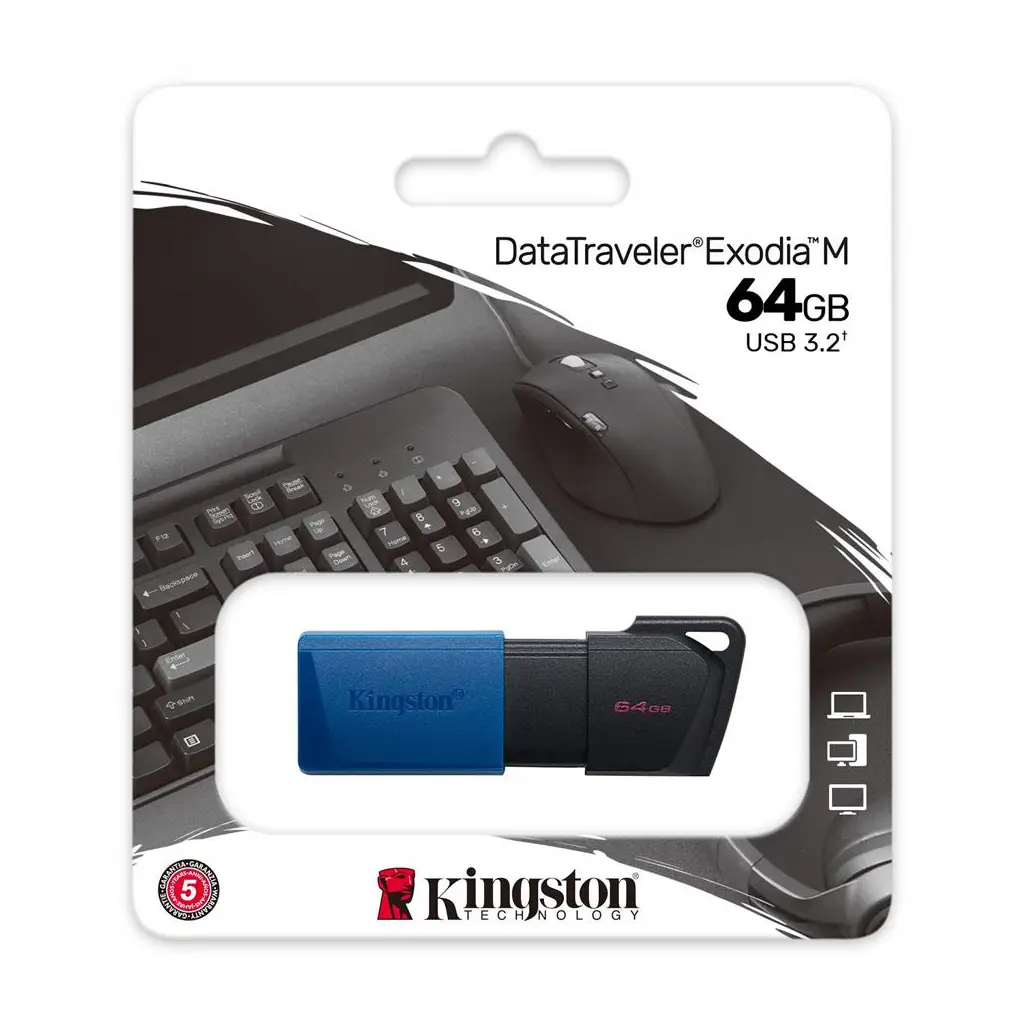 Kingston DTXM-64GB 64GB USB3.2 Gen 1 DataTraveler Exodia M (Black + Blue) Flash Bellek