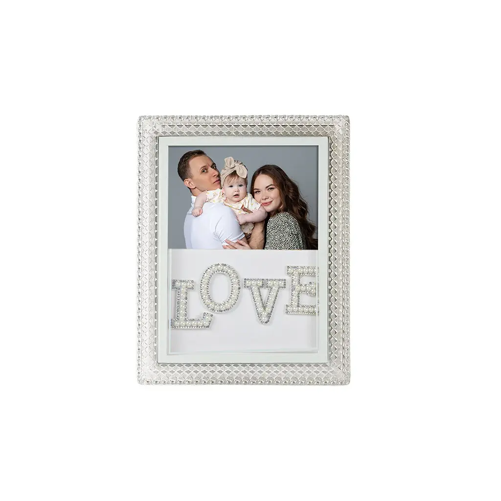 Led Işıklı İnci Taşlı Love Kristal Fotoğraf Çerçevesi - 20x25cm