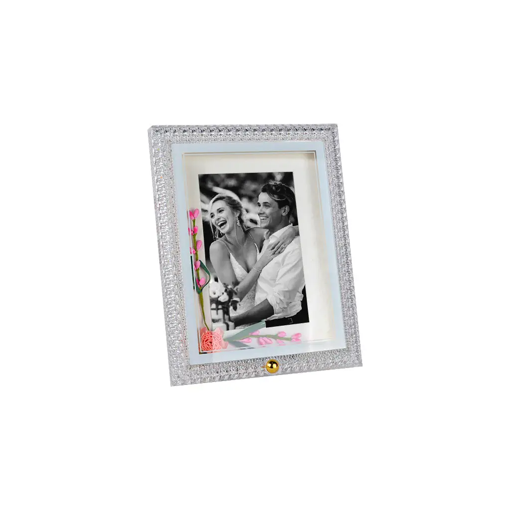 Ledli Pembe Çiçekli Fotoğraf Çerçevesi - 18x23cm