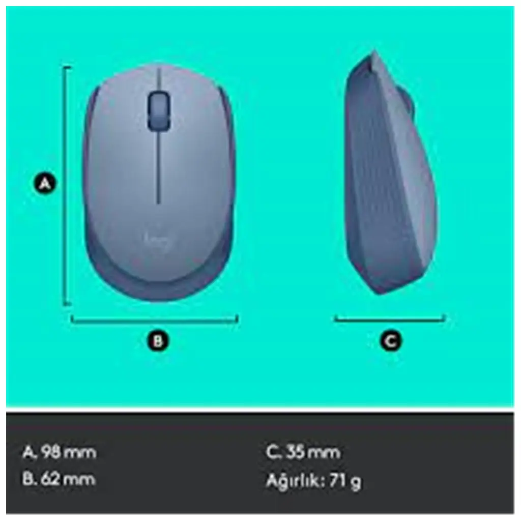 Logitech 910-006866 M171 Kablosuz Mavi Gri Mouse
