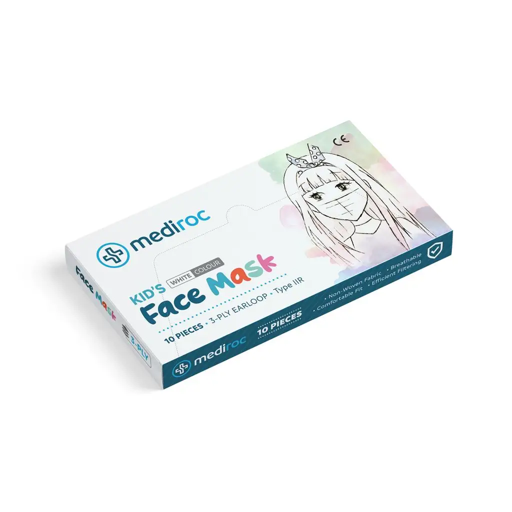 Mediroc (Wexta) (Kız-Erkek) Beyaz STL3PLY Melt Blown Koruyucu Çocuk Maskesi 10lu