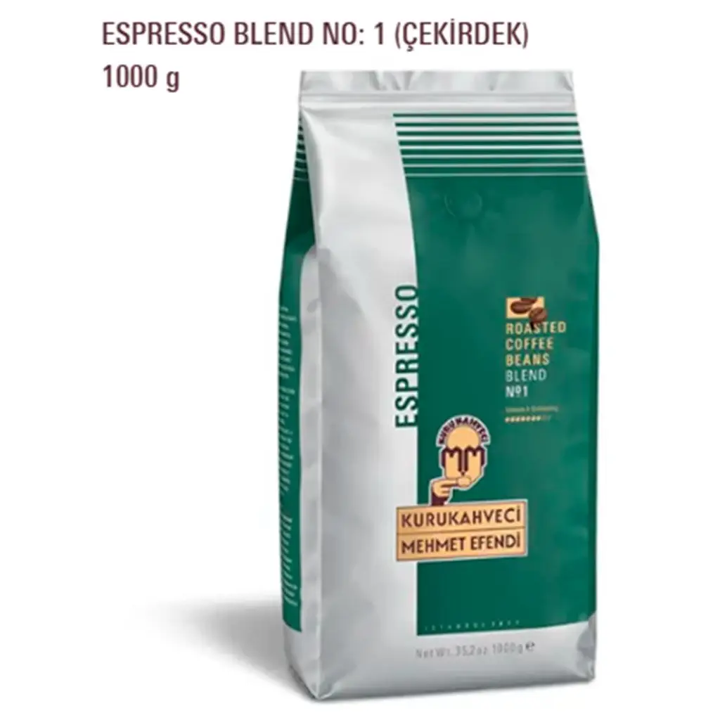 Mehmet Efendi 1000gr CAFFE ESPRESSO Roasted Coffe Blend Çekirdek Kahve No:1 ( WT 35,2 OZ)