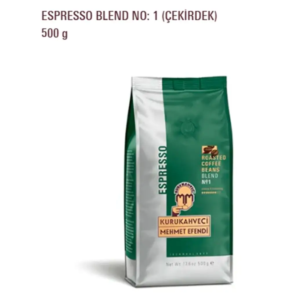 Mehmet Efendi 500Gr Cafe Espresso Çekirdek Roasted Coffee No1