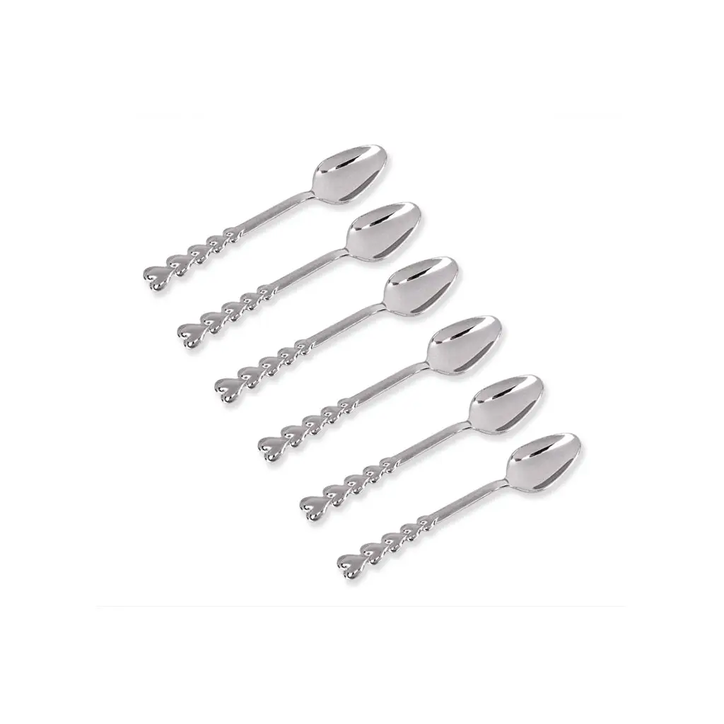 Metal Çay Kaşığı Kalpli 6'lı