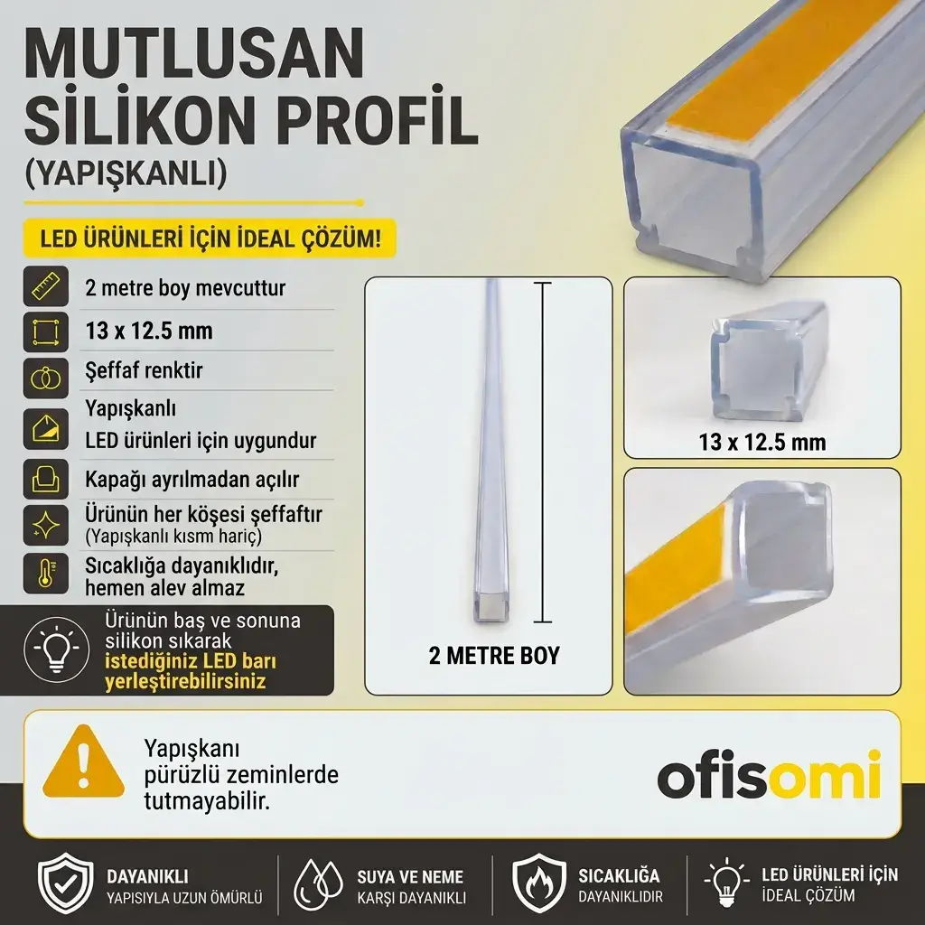 Mutlusan Kablo Kanalı 13 X12,5 Şeffaf Yapışkanlı 2mt (001 004 013012 20 44 )