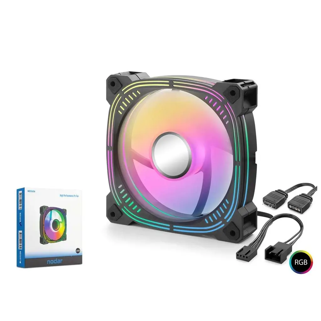 Nodar Nd2656 Kasa Fanı 3.Nesil İç ve Dış Parıltı Argb 12Cm Siyah