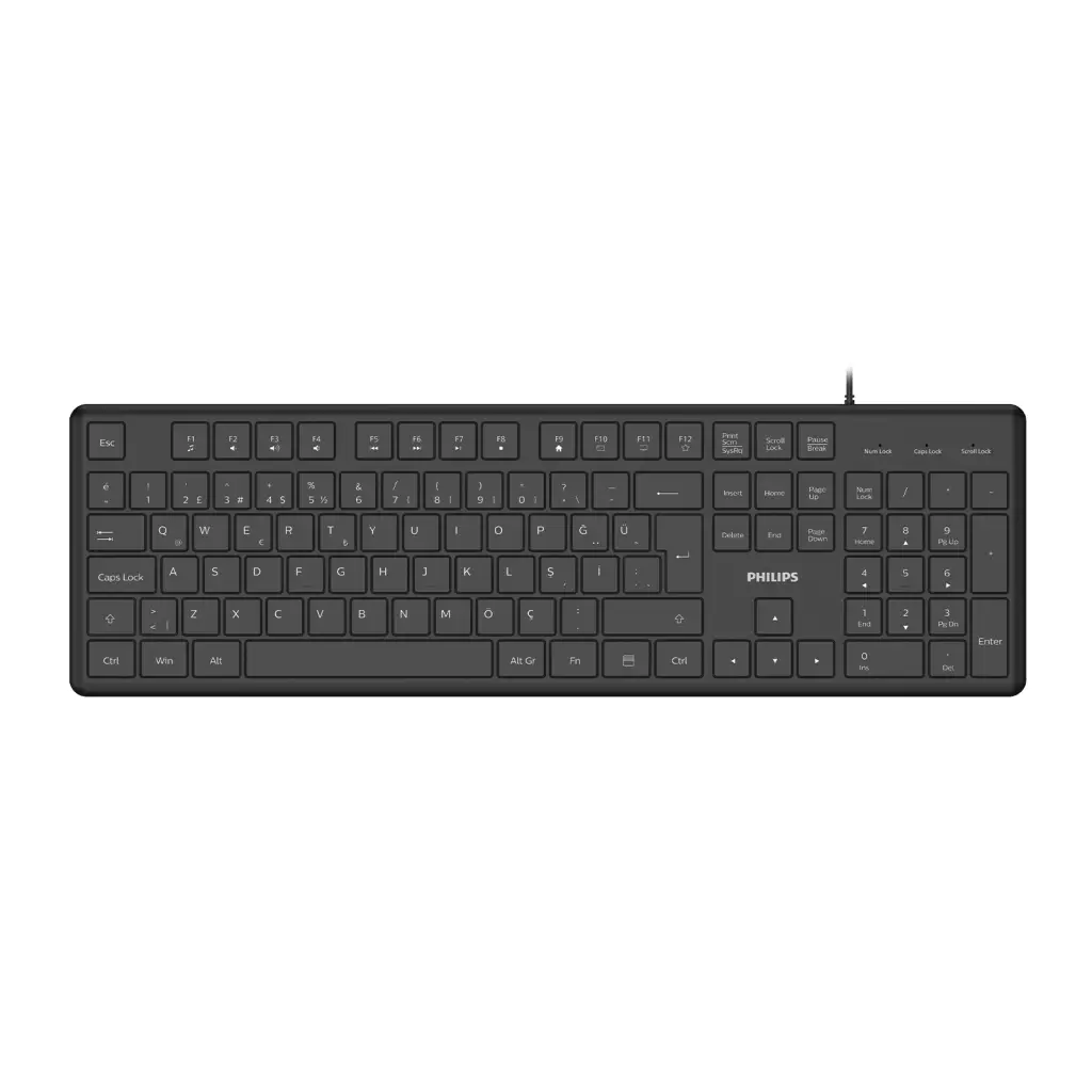 PHILIPS SPK6248B, USB Kablolu, Türkçe Q, Multimedya Klavye (Siyah)