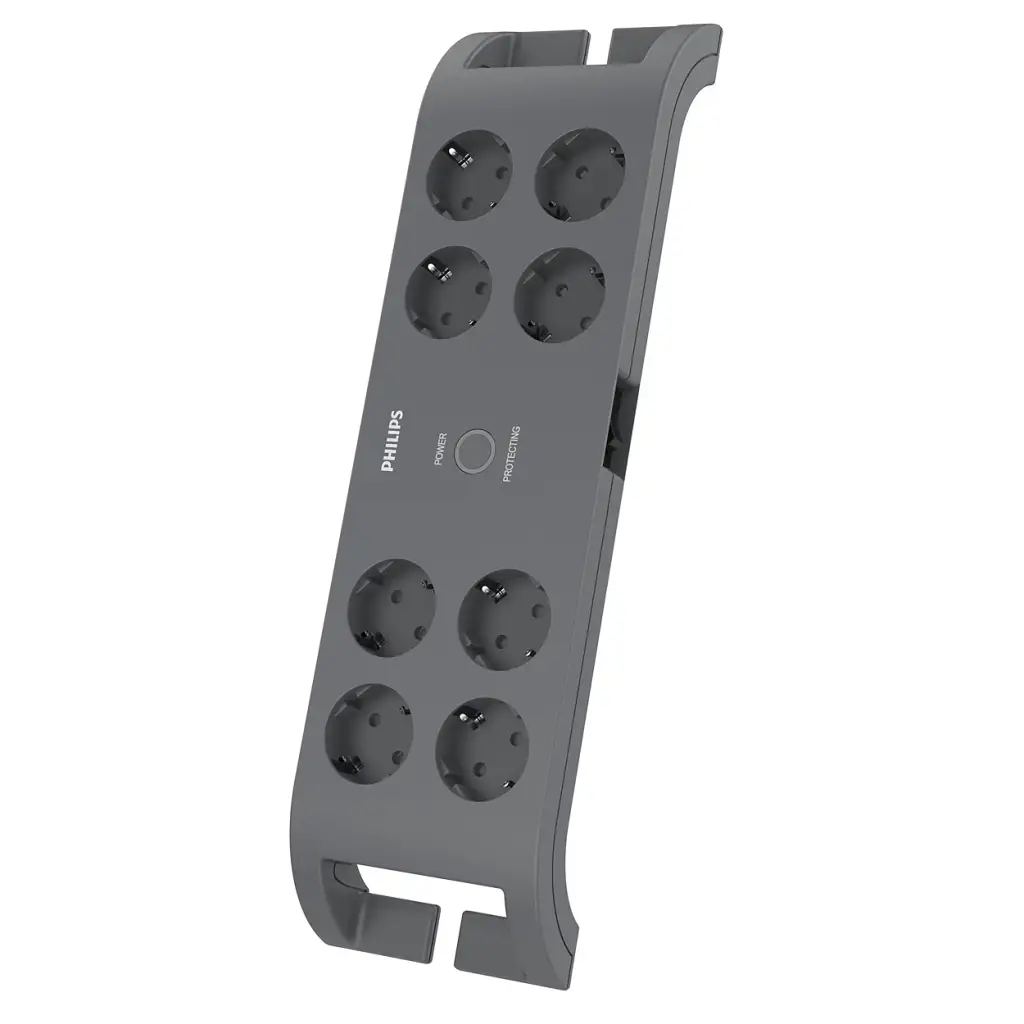 PHILIPS SPN3180A/62, 8 Soket, Akım Korumalı Priz, 900 Joules, 2Mt Kablo, (Gri)