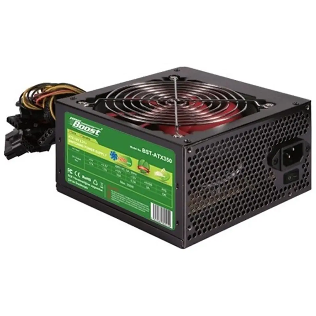 PowerBoost BST-ATX350R 350w, PPFC 12cm Kırmızı Fanlı ATX PSU (Retail Box)