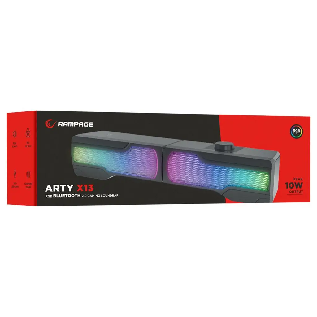 Rampage Arty X13 2.0 Bluetoothlu Rms 3W-2 RGB Işıklı Multimedia Usb 5V 45dB Gaming Oyuncu Speaker