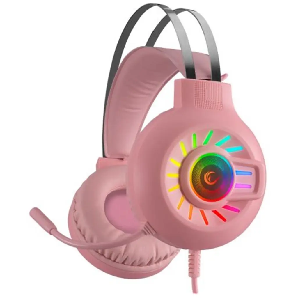 Rampage RM-K44 ZENGIBAR Pembe 7.1 Surround RGB Işık Efekti Mikrofonlu Oyuncu Kulaklığı