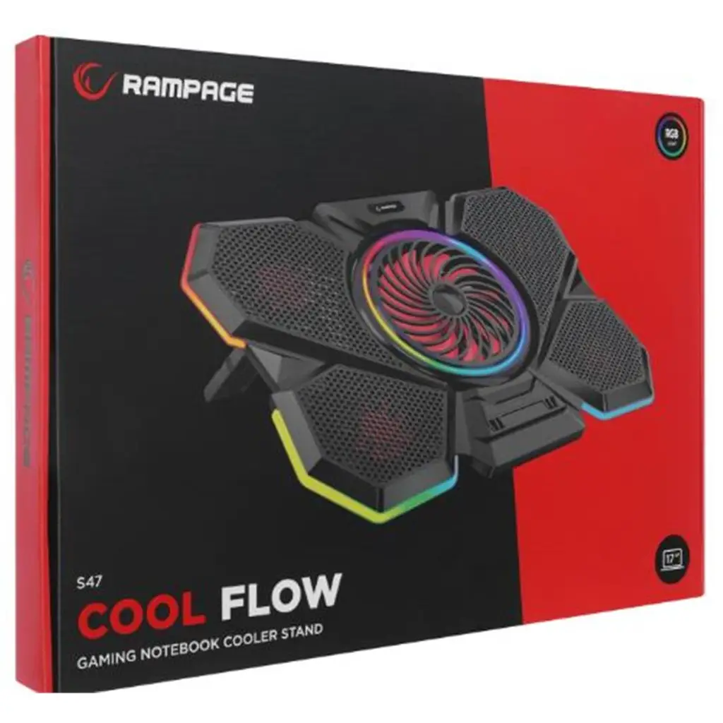 Rampage S47 COOLFLOW 5 Adet Kırmızı Led Fan 1 Usb 7 Kademe 17.3 Notebook Soğutucu Stand