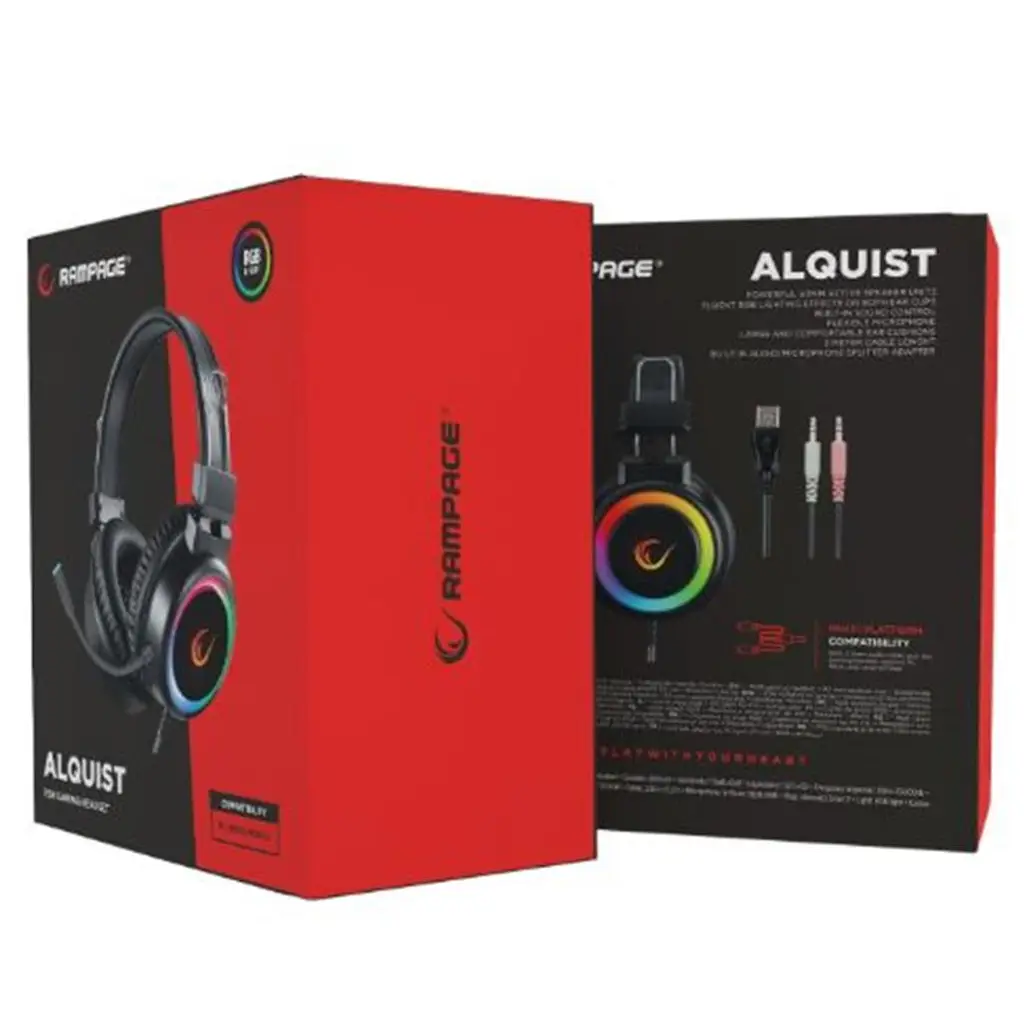 Rampage SN-R10 ALQUIST Siyah 3,5mm RGB Gaming Oyuncu Mikrofonlu Kulaklık