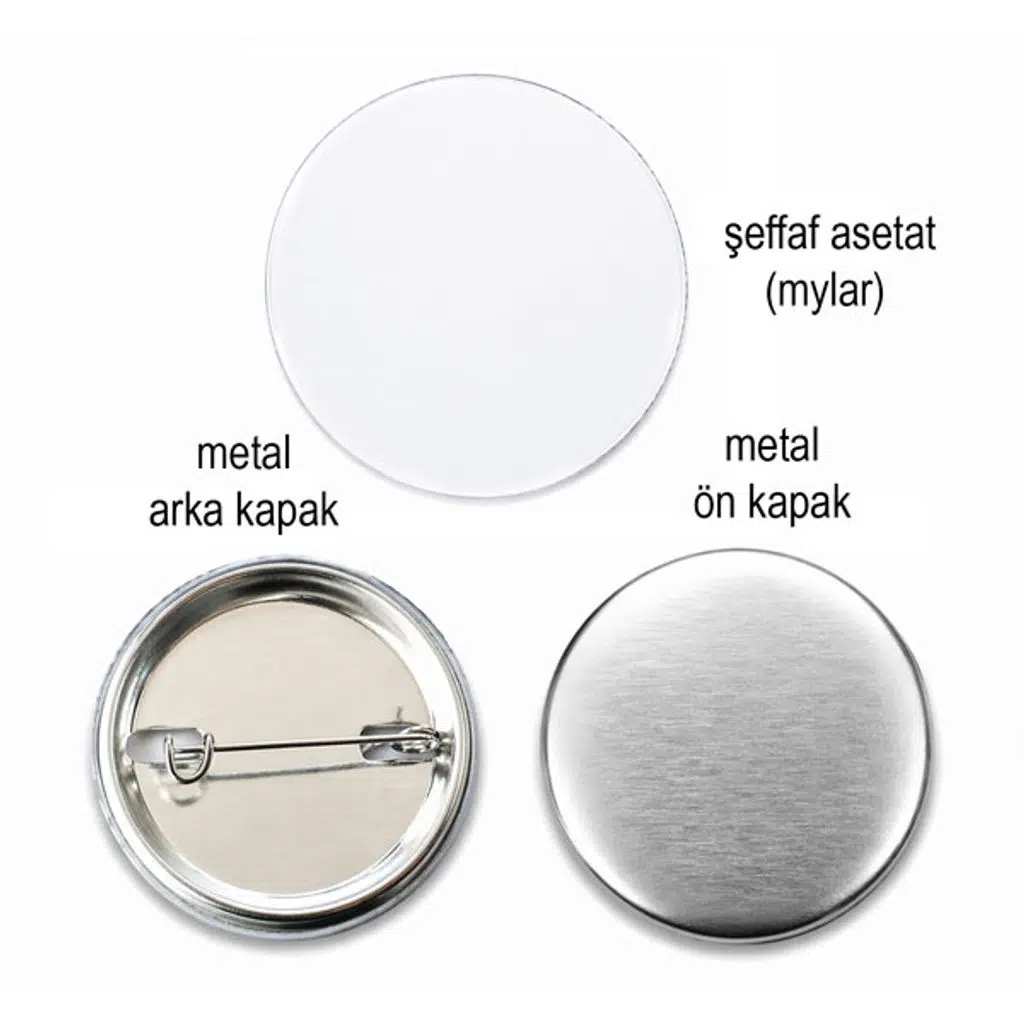 Rozet İğneli 37 mm  Metal Arkalıklı  (100 adet)