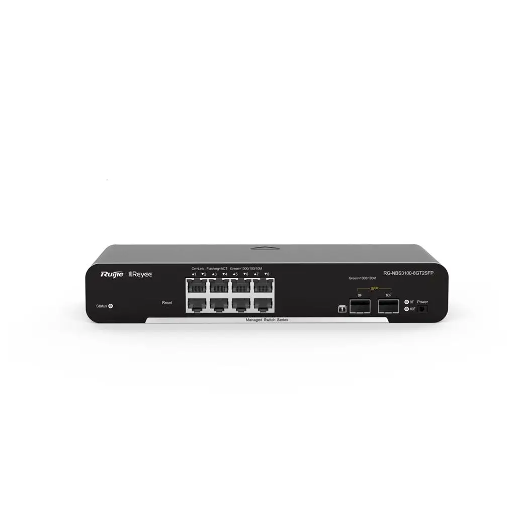 Ruijie RG-NBS3100-8GT2SFP 8-Port Gigabit L2 Managed Switch, 8 Gigabit RJ45 Ports,2 SFP Slots