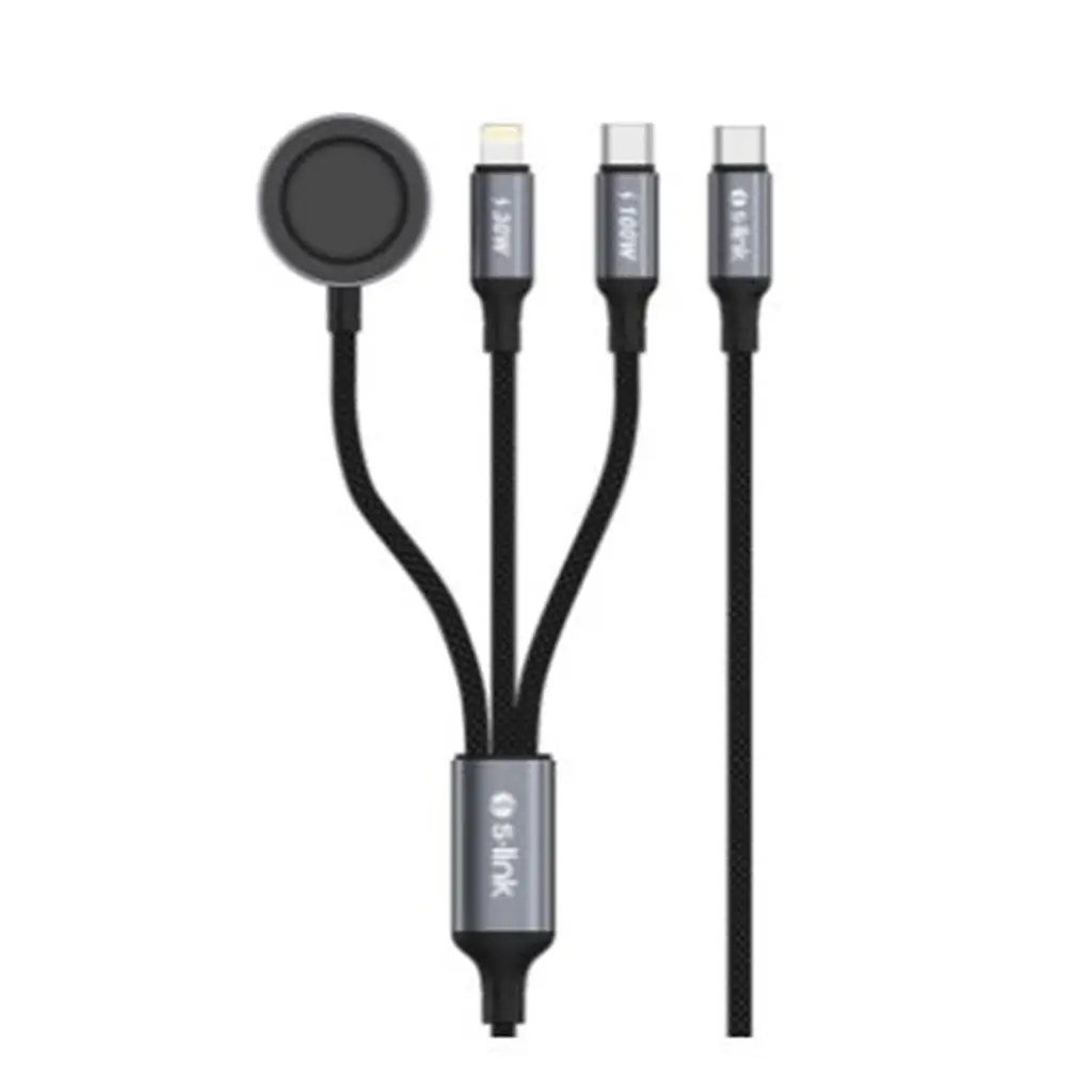 S-link Armor CLW-01 100W 1.2m Type-C to Type-C Lightning Siyah Hızlı Şarj Kablosu
