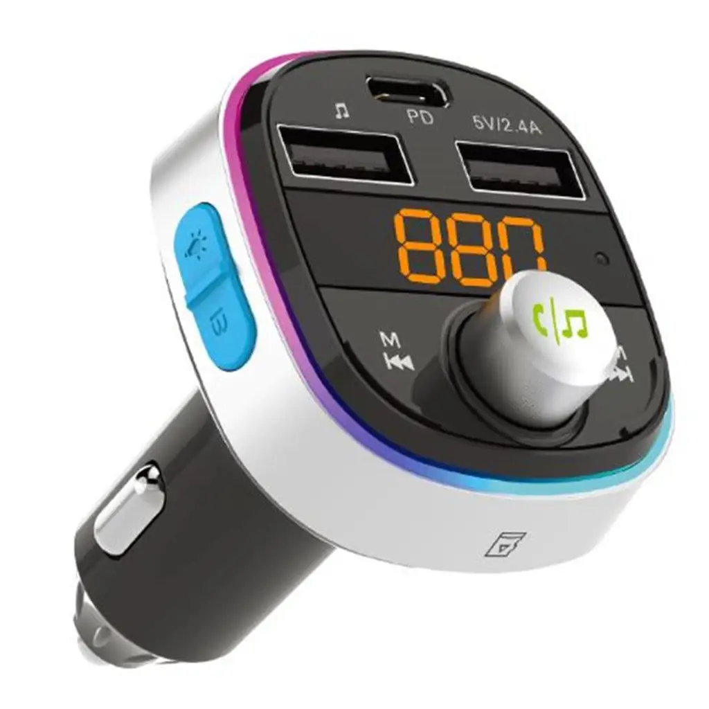 S-link SL-BT601 BT 5.3V Led Ekranlı TF, BT, USB 2 USB 2.4V Type C PD30W Hızlı Şarjlı Fm Transmitter