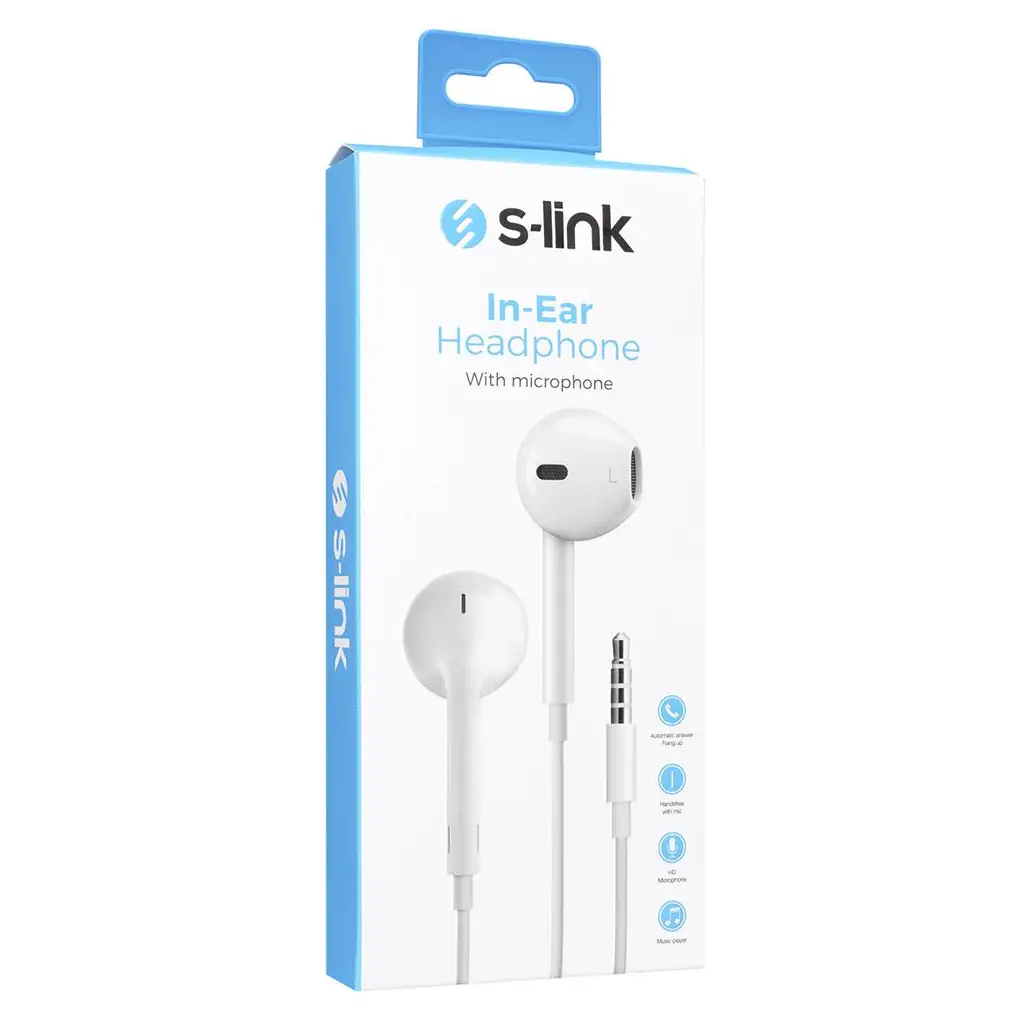 S-link SL-KU170 Mobil Telefon Uyumlu Kulak içi Beyaz Mikrofonlu Kulaklık
