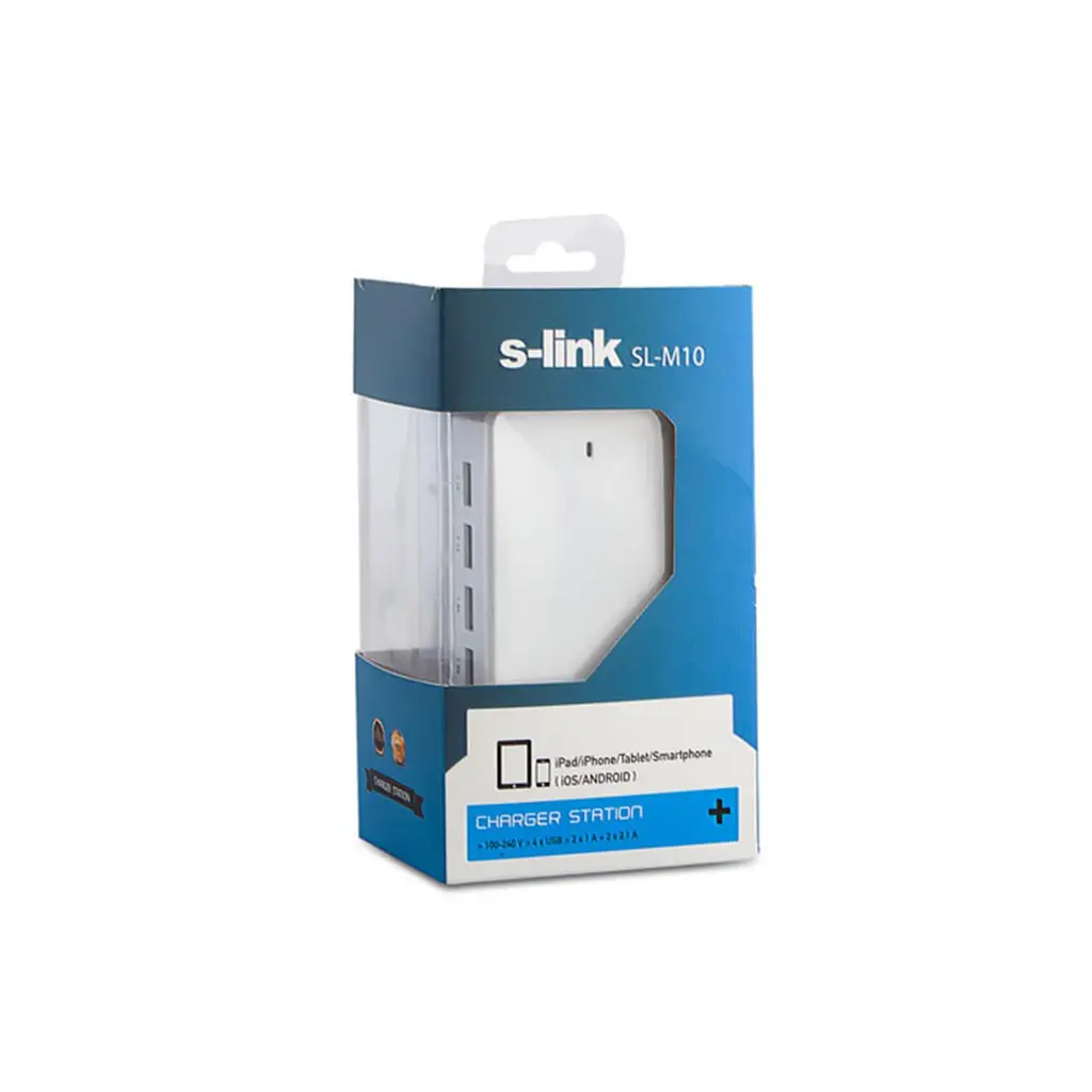 S-link SL-M10 6.2A 4-Usb Beyaz Usb şarj