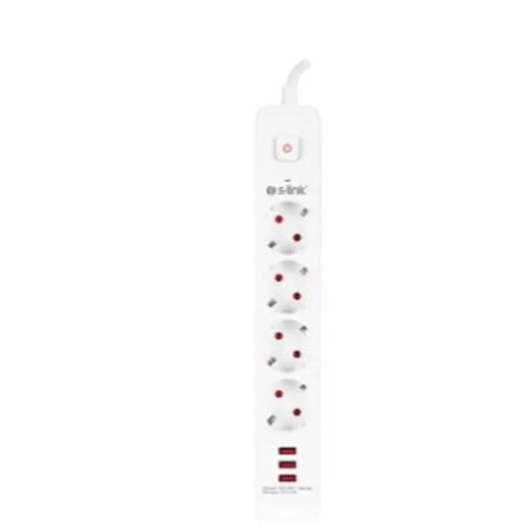 S-link SPG403U 1.5m 1.5mm 100 yüzde Bakır 750 Joule 3 Usb 5V2.4A 4lü Anahtarlı Akım Korumalı Priz