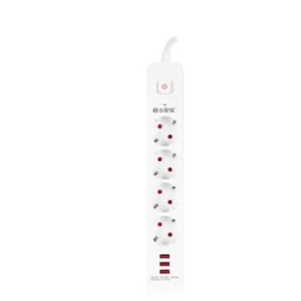 S-link SPG403U 1.5m 1.5mm 100 yüzde Bakır 750 Joule 3 Usb 5V2.4A 4lü Anahtarlı Akım Korumalı Priz