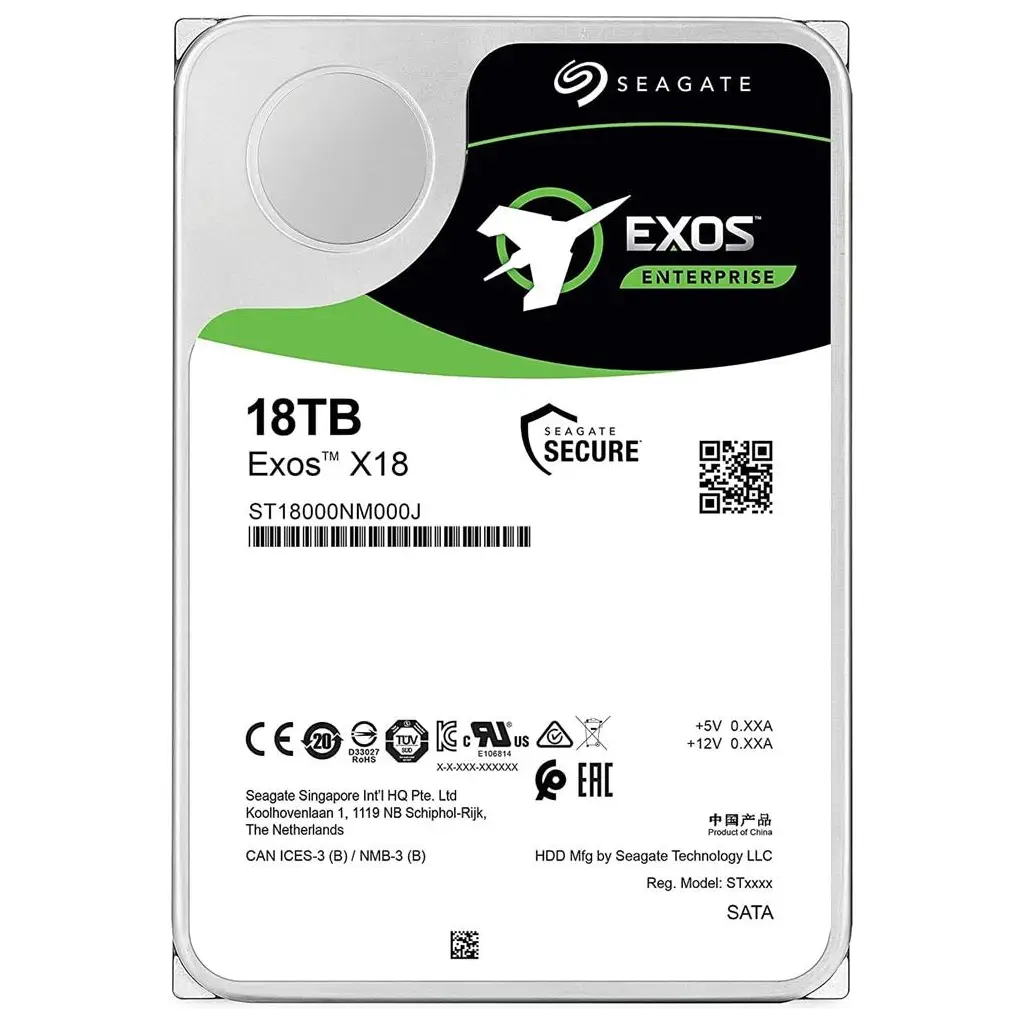 Seagate 18TB Exos ST18000NM000J X18 7200Rpm 256Mb 6Gbit-sn 7-24 Nas Harddisk