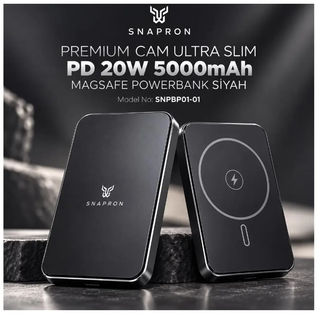 Snapron Snppb01-01 Siyah 5000 mah Pd 20W USB- C MAGSAFE Ultra Silim ( Magnetic Wireless)