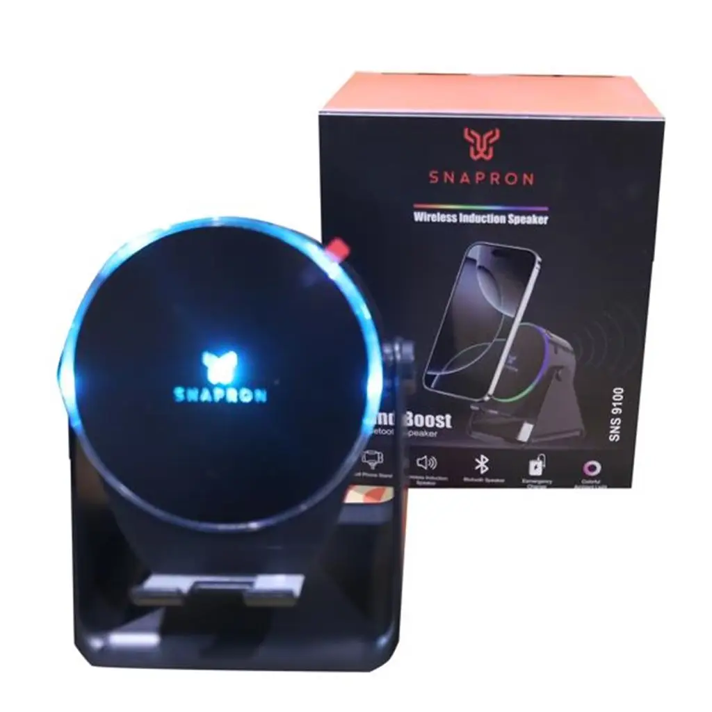 Snapron SNS-9100 Siyah (İNDUCTİON Özellikli) RGB Bluetooth Speaker (Phone Stand-Ambient Light)