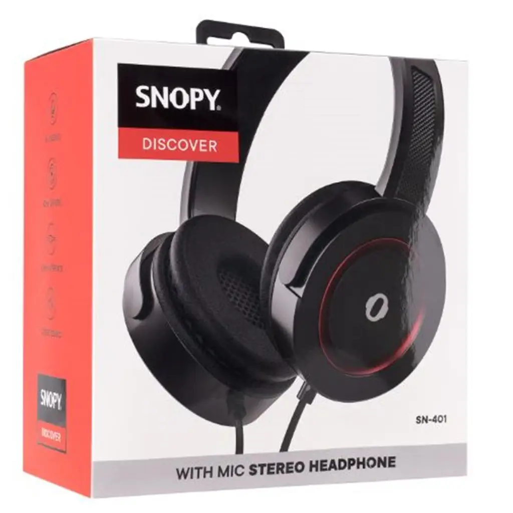 Snopy SN-401 DISCOVER Kırmızı Güçlendirilmiş Bass Etkili Mikrofonlu Kulaklık