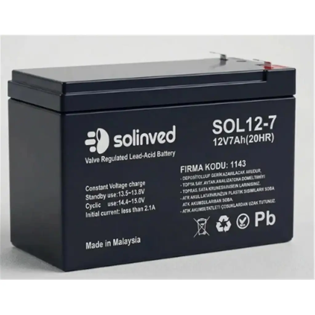 Solinved 12v 7AH Kuru Akü