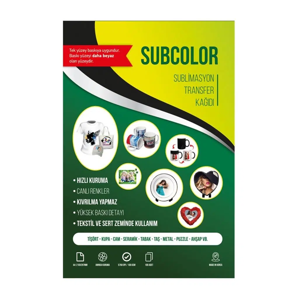 Subcolor Sublimasyon Sert Zemin Kağıdı A4