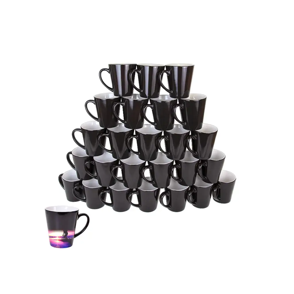 Süblimasyon 12oz Sihirli Konik Siyah Sihirli Kupa