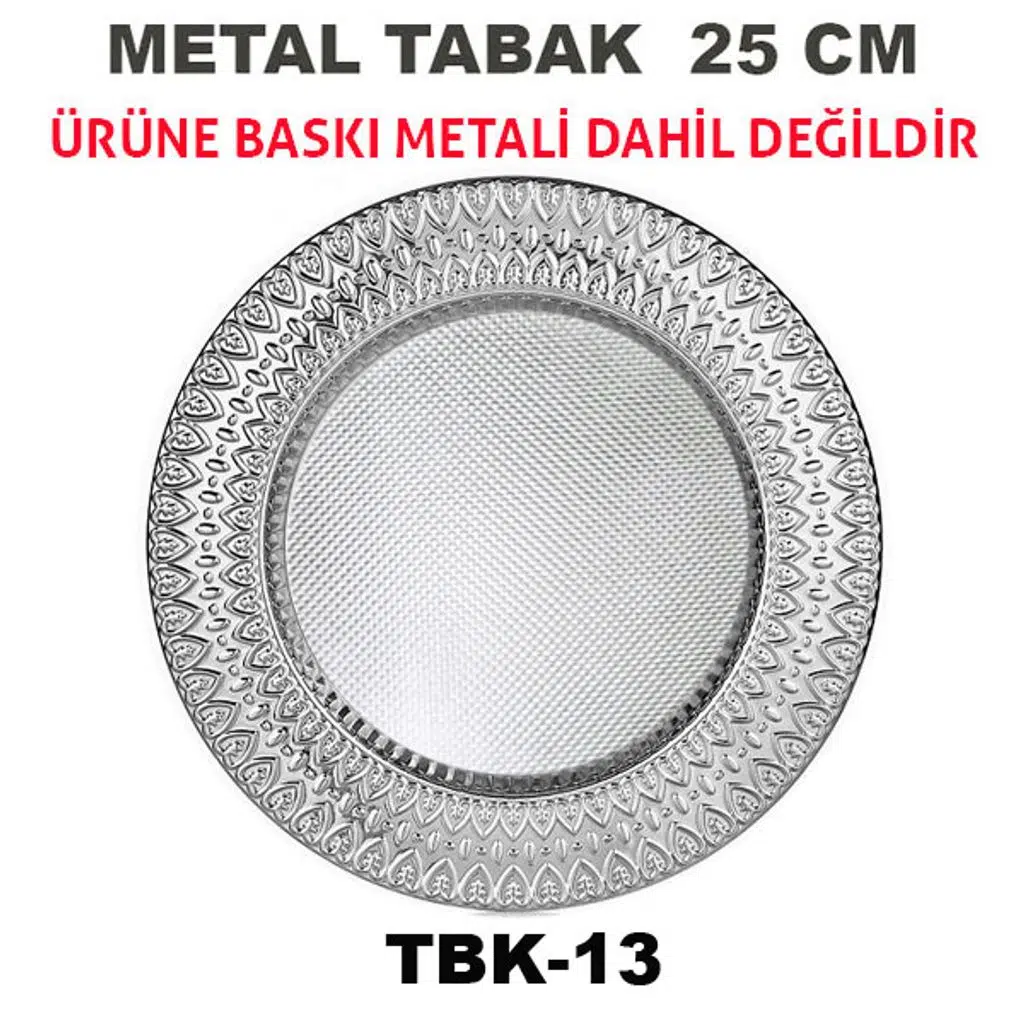 Sublimasyon 25 cm Gümüş Metal Tabak - Ardiva