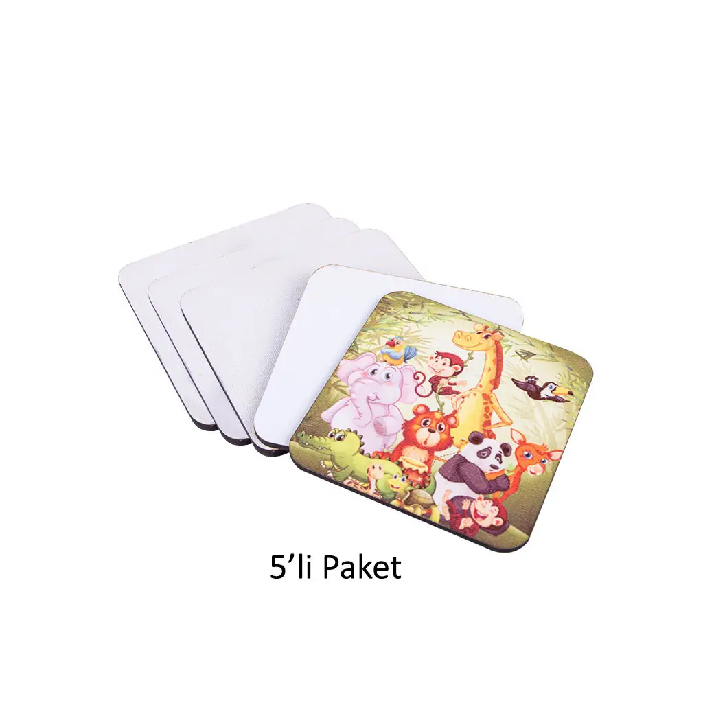Süblimasyon Adf Kare Bardak Altlığı 9x9cm - 5'li Paket