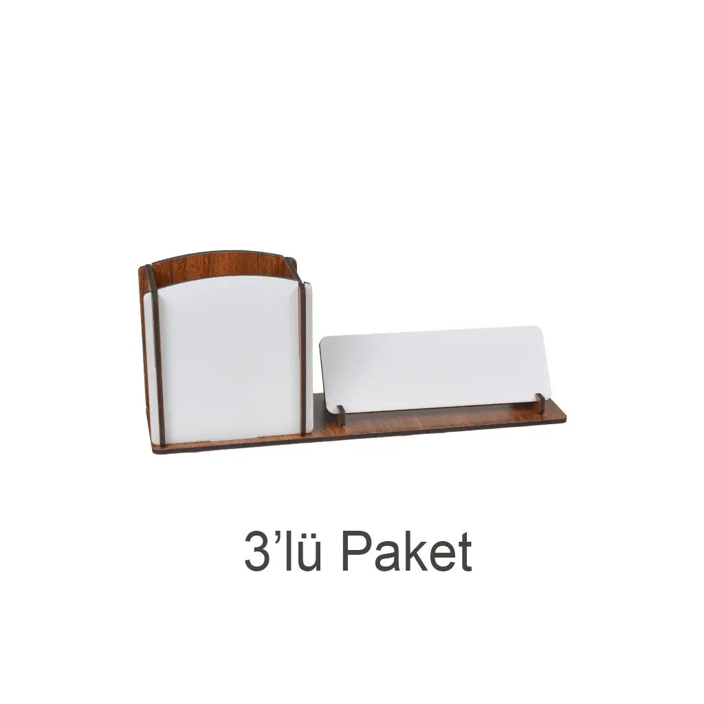 Süblimasyon Ahşap Kalemlikli Masa İsimliği - 3'lü Paket