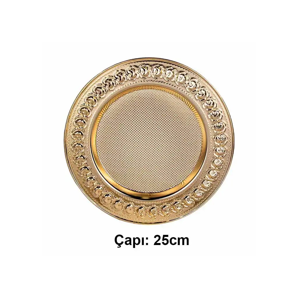 Süblimasyon Altın Metal Plaket Tabak Gül Desenli Supla - 25cm