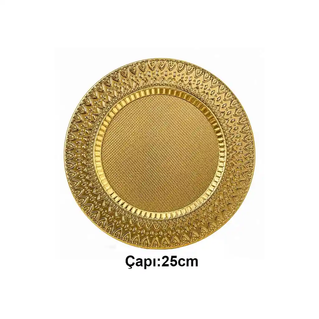 Süblimasyon Altın Metal Plaket Tabak Kalp Desenli Supla - 25cm