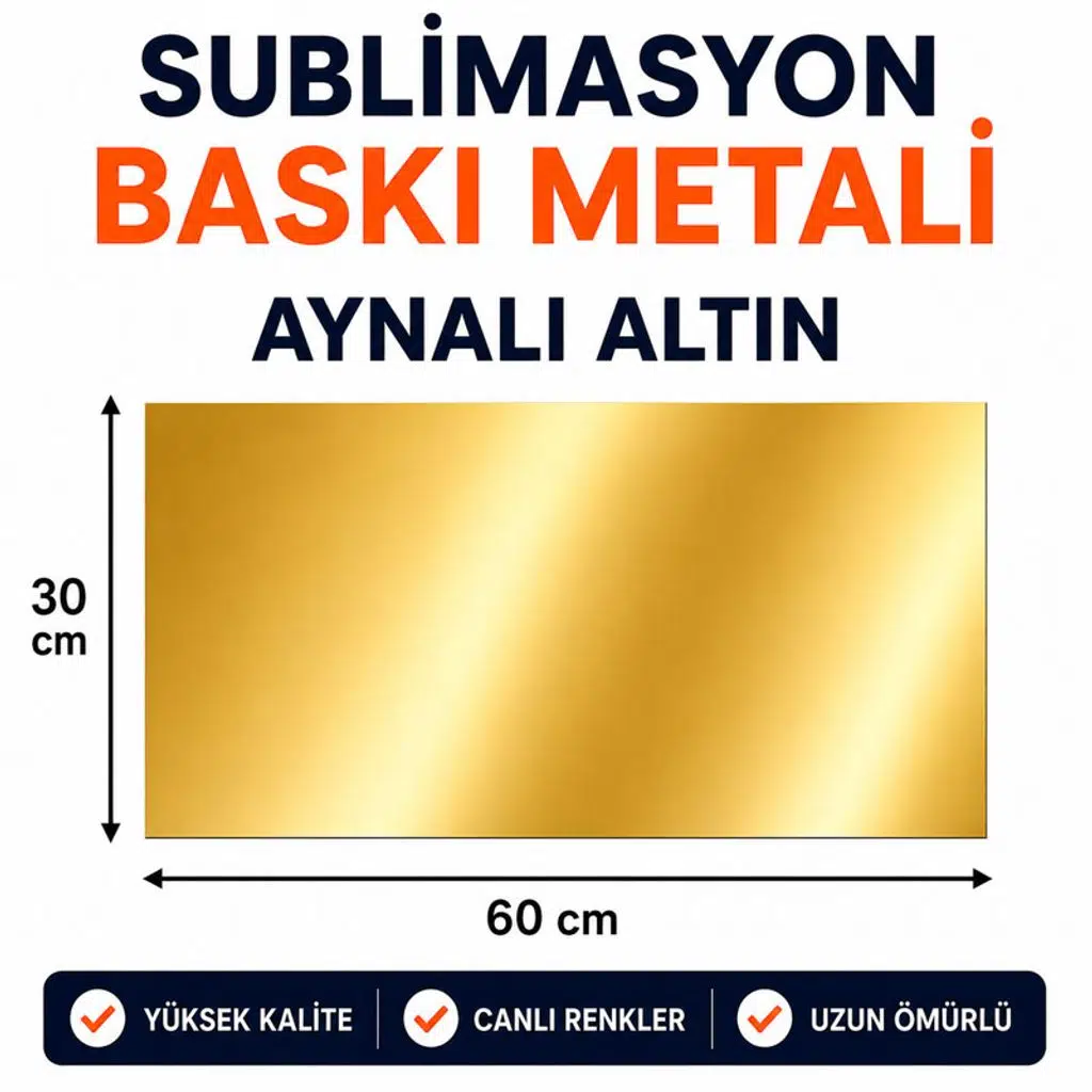 Sublimasyon Aynalı Altın Metal 30x60 cm - 0,45 mm