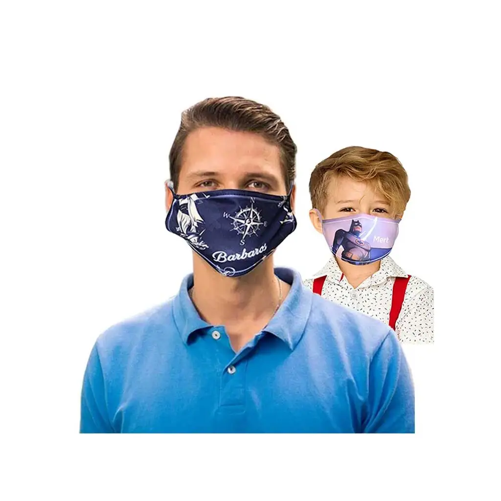 Sublimasyon Beyaz Biyeli Yıkanabilir Maske - Çocuk ve Yetişkin