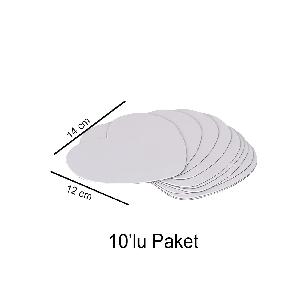 Süblimasyon Büyük Kalp Magnet 12x14cm - 10'lu Paket