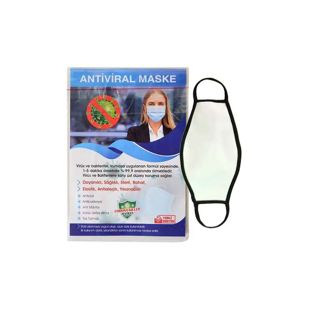 Sublimasyon Çocuk Siyah Biyeli Maske+Broşür+Poşet